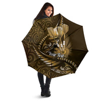 Personalised All Gold New Zealand Darts Umbrella Aoteroa Fern Maori Galaxy Style - Polynesian Pride