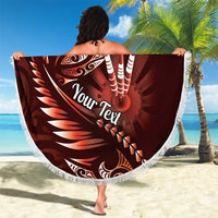 Personalised All Red New Zealand Darts Beach Blanket Aoteroa Fern Maori Galaxy Style