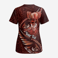 Personalised All Red New Zealand Darts Scrub Top Aoteroa Fern Maori Galaxy Style - Polynesian Pride