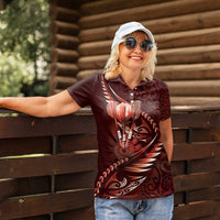 Personalised All Red New Zealand Darts Women Polo Shirt Aoteroa Fern Maori Galaxy Style