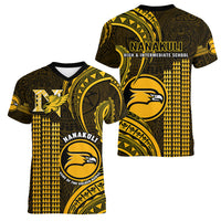 Hawaii Nanakuli High And Intermediate School Women V Neck T Shirt Polynesian Kakau Pattern LT14 - Polynesian Pride