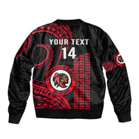 Personalised Hawaii Kahuku High And Intermediate School Bomber Jacket Red Raiders Kakau Pattern LT14 - Polynesian Pride