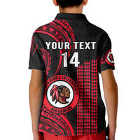 Personalised Hawaii Kahuku High And Intermediate School Kid Polo Shirt Red Raiders Kakau Pattern LT14 - Polynesian Pride