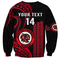 Personalised Hawaii Kahuku High And Intermediate School Sweatshirt Red Raiders Kakau Pattern LT14 - Polynesian Pride