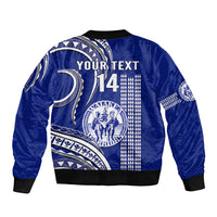 Personalised Hawaii Waiakea High School Sleeve Zip Bomber Jacket Polynesian Kakau Pattern LT14 - Polynesian Pride