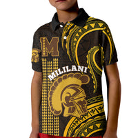 Personalised Hawaii Mililani High School Kid Polo Shirt Polynesian Kakau Pattern LT14 Kid Gold - Polynesian Pride