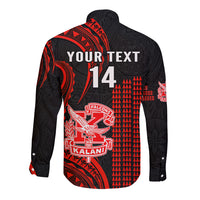 Personalised Hawaii Kalani High School Long Sleeve Button Shirt Polynesian Kakau Pattern LT14 - Polynesian Pride
