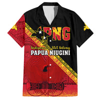 Papua New Guinea Family Matching Short Sleeve Bodycon Dress and Hawaiian Shirt Independen Stet bilong Papua Niugini Unique Version LT14 Dad's Shirt - Short Sleeve Red - Polynesian Pride