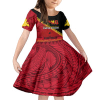 Papua New Guinea Family Matching Tank Maxi Dress and Hawaiian Shirt Independen Stet bilong Papua Niugini Unique Version LT14 Daughter's Dress Red - Polynesian Pride