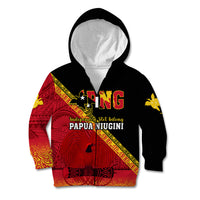 Papua New Guinea Kid Hoodie Independen Stet bilong Papua Niugini Unique Version LT14 Zip Hoodie Red - Polynesian Pride