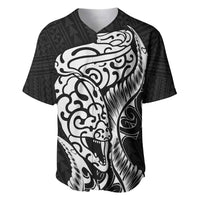 New Zealand Eel Baseball Jersey Tuna Aotearoa Maori Patten - Black LT14 Black - Polynesian Pride