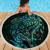 New Zealand Eel Beach Blanket Tuna Aotearoa Maori With Paua Shell - Turquoise