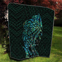 New Zealand Eel Quilt Tuna Aotearoa Maori With Paua Shell - Turquoise LT14 - Polynesian Pride