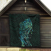 New Zealand Eel Quilt Tuna Aotearoa Maori With Paua Shell - Turquoise LT14 - Polynesian Pride