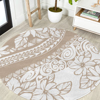 Polynesia Round Carpet Polynesian Tropical Flowers Begie Pastel Vibes LT14 Begie - Polynesian Pride