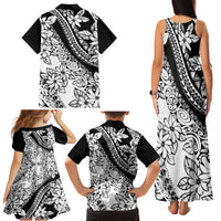 Polynesia Family Matching Tank Maxi Dress and Hawaiian Shirt Polynesian Tropical Flowers Black Pastel Vibes LT14 - Polynesian Pride