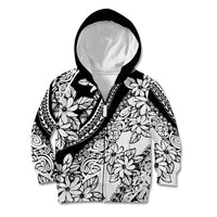 Polynesia Kid Hoodie Polynesian Tropical Flowers Black Pastel Vibes LT14 Zip Hoodie Black - Polynesian Pride