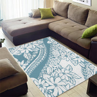 Polynesia Area Rug Polynesian Tropical Flowers Blue Pastel Vibes LT14 - Polynesian Pride