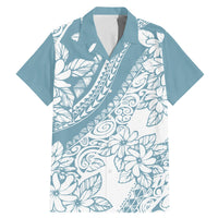 Polynesia Family Matching Mermaid Dress and Hawaiian Shirt Polynesian Tropical Flowers Blue Pastel Vibes LT14 Dad's Shirt - Short Sleeve Blue - Polynesian Pride