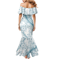 Polynesia Family Matching Mermaid Dress and Hawaiian Shirt Polynesian Tropical Flowers Blue Pastel Vibes LT14 - Polynesian Pride