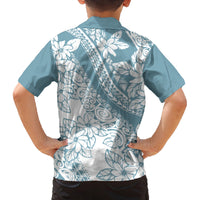 Polynesia Family Matching Tank Maxi Dress and Hawaiian Shirt Polynesian Tropical Flowers Blue Pastel Vibes LT14 - Polynesian Pride