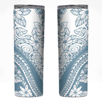 Polynesia Skinny Tumbler Polynesian Tropical Flowers Blue Pastel Vibes