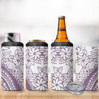 Polynesia 4 in 1 Can Cooler Tumbler Polynesian Tropical Flowers Purple Pastel Vibes