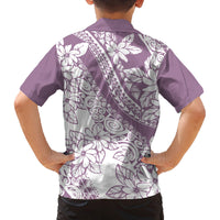 Polynesia Family Matching Long Sleeve Bodycon Dress and Hawaiian Shirt Polynesian Tropical Flowers Purple Pastel Vibes LT14 - Polynesian Pride