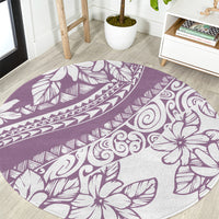 Polynesia Round Carpet Polynesian Tropical Flowers Purple Pastel Vibes LT14 Purple - Polynesian Pride