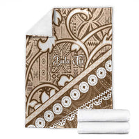 Beige Bula Fiji Blanket Fijian Language Week Tapa Cloth - Pastel