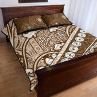 Beige Bula Fiji Quilt Bed Set Fijian Language Week Tapa Cloth - Pastel