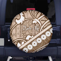 Beige Bula Fiji Spare Tire Cover Fijian Language Week Tapa Cloth - Pastel