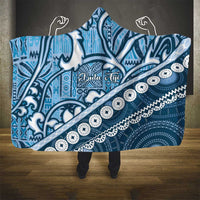 Blue Bula Fiji Hooded Blanket Fijian Language Week Tapa Cloth - Pastel