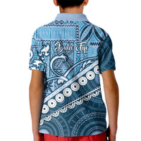 Blue Bula Fiji Kid Polo Shirt Fijian Language Week Tapa Cloth - Pastel
