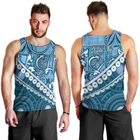 Blue Bula Fiji Men Tank Top Fijian Language Week Tapa Cloth - Pastel