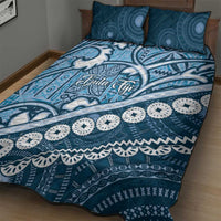 Blue Bula Fiji Quilt Bed Set Fijian Language Week Tapa Cloth - Pastel