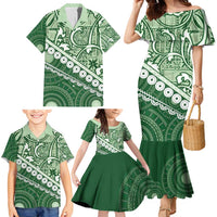 Green Bula Fiji Family Matching Mermaid Dress and Hawaiian Shirt Fijian Language Week Tapa Cloth - Pastel LT14 - Polynesian Pride