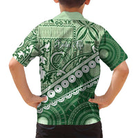 Green Bula Fiji Family Matching Summer Maxi Dress and Hawaiian Shirt Fijian Language Week Tapa Cloth - Pastel LT14 - Polynesian Pride