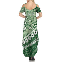 Green Bula Fiji Family Matching Summer Maxi Dress and Hawaiian Shirt Fijian Language Week Tapa Cloth - Pastel LT14 - Polynesian Pride