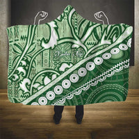 Green Bula Fiji Hooded Blanket Fijian Language Week Tapa Cloth - Pastel