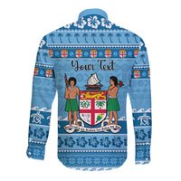 Custom Fiji Christmas Long Sleeve Button Shirt Fijian Tapa Marau na Kerisimasi LT14 - Polynesian Pride