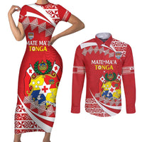Custom Mate Maa Tonga Couples Matching Short Sleeve Bodycon Dress and Long Sleeve Button Shirt 2024 Go Champions