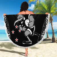 Aotearoa Rugby Custom Beach Blanket Maori Kiwi - Mascot Style