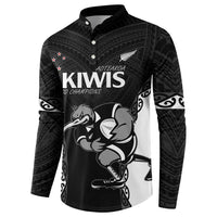 Aotearoa Rugby Custom Button Sweatshirt Maori Kiwi - Mascot Style