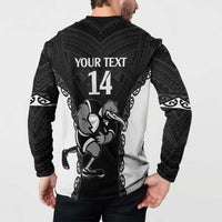 Aotearoa Rugby Custom Button Sweatshirt Maori Kiwi - Mascot Style