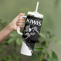 Custom Aotearoa Rugby Tumbler With Handle Maori Kiwi - Mascot Style LT14 - Polynesian Pride