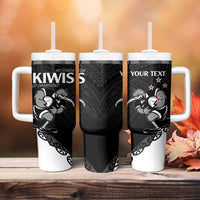 Custom Aotearoa Rugby Tumbler With Handle Maori Kiwi - Mascot Style LT14 - Polynesian Pride