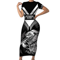 Aotearoa Silver Fern Rugby Custom Family Matching Short Sleeve Bodycon Dress and Hawaiian Shirt 2024 Go Kiwi