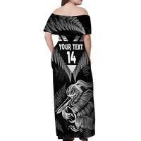 Aotearoa Silver Fern Rugby Custom Off Shoulder Maxi Dress 2024 Go Kiwi