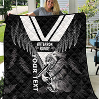 Aotearoa Silver Fern Rugby Custom Quilt 2024 Go Kiwi LT14 Black - Polynesian Pride